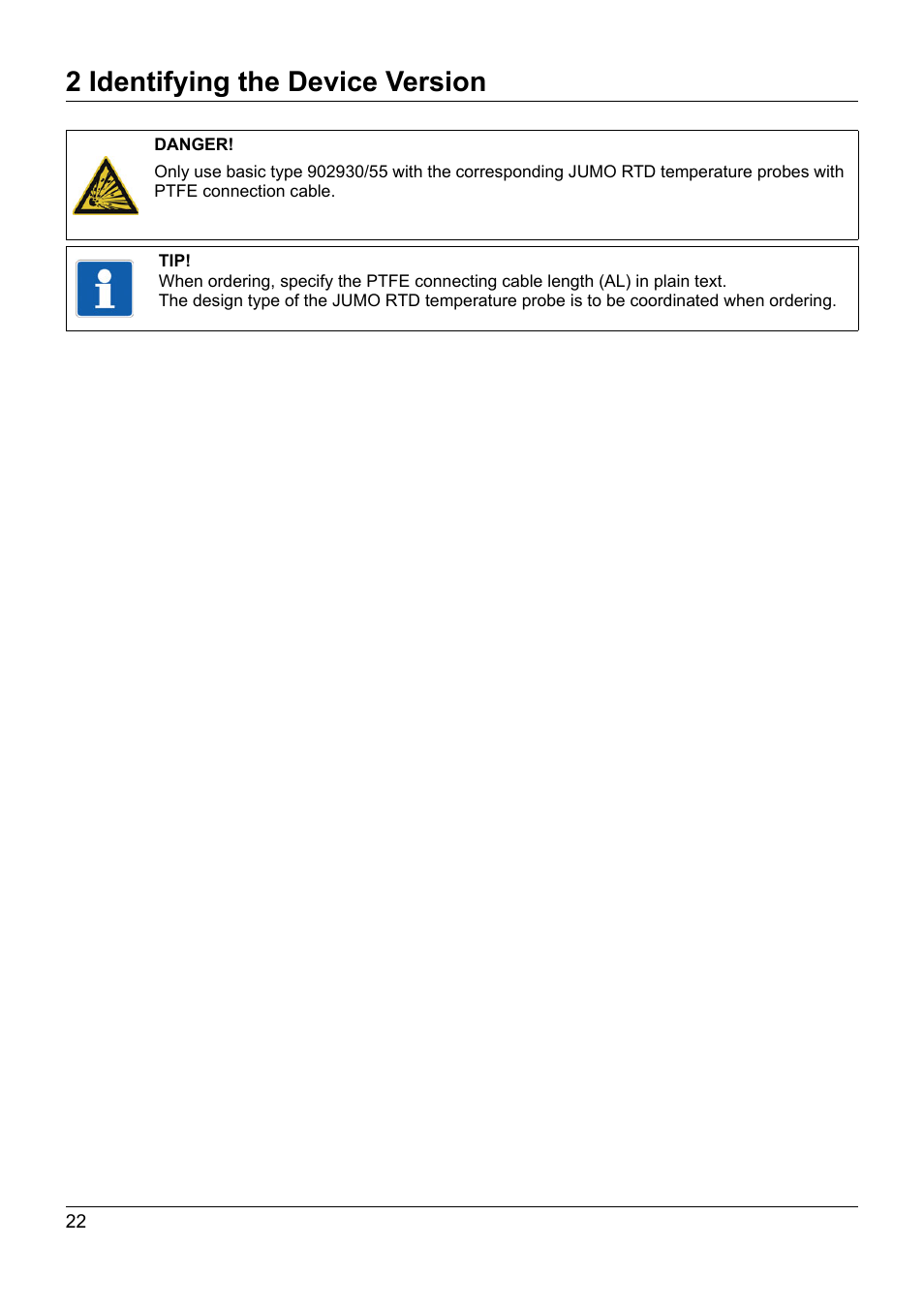 2 identifying the device version | JUMO 902930 Wtrans Transmitter RTD Temperature Probe with Ex approval Operating Manual User Manual | Page 22 / 48