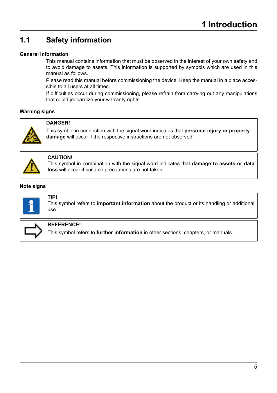 1 introduction, 1 safety information, Introduction | Safety information | JUMO 902930 Wtrans Transmitter RTD Temperature Probe with Ex approval Operating Manual User Manual | Page 5 / 48