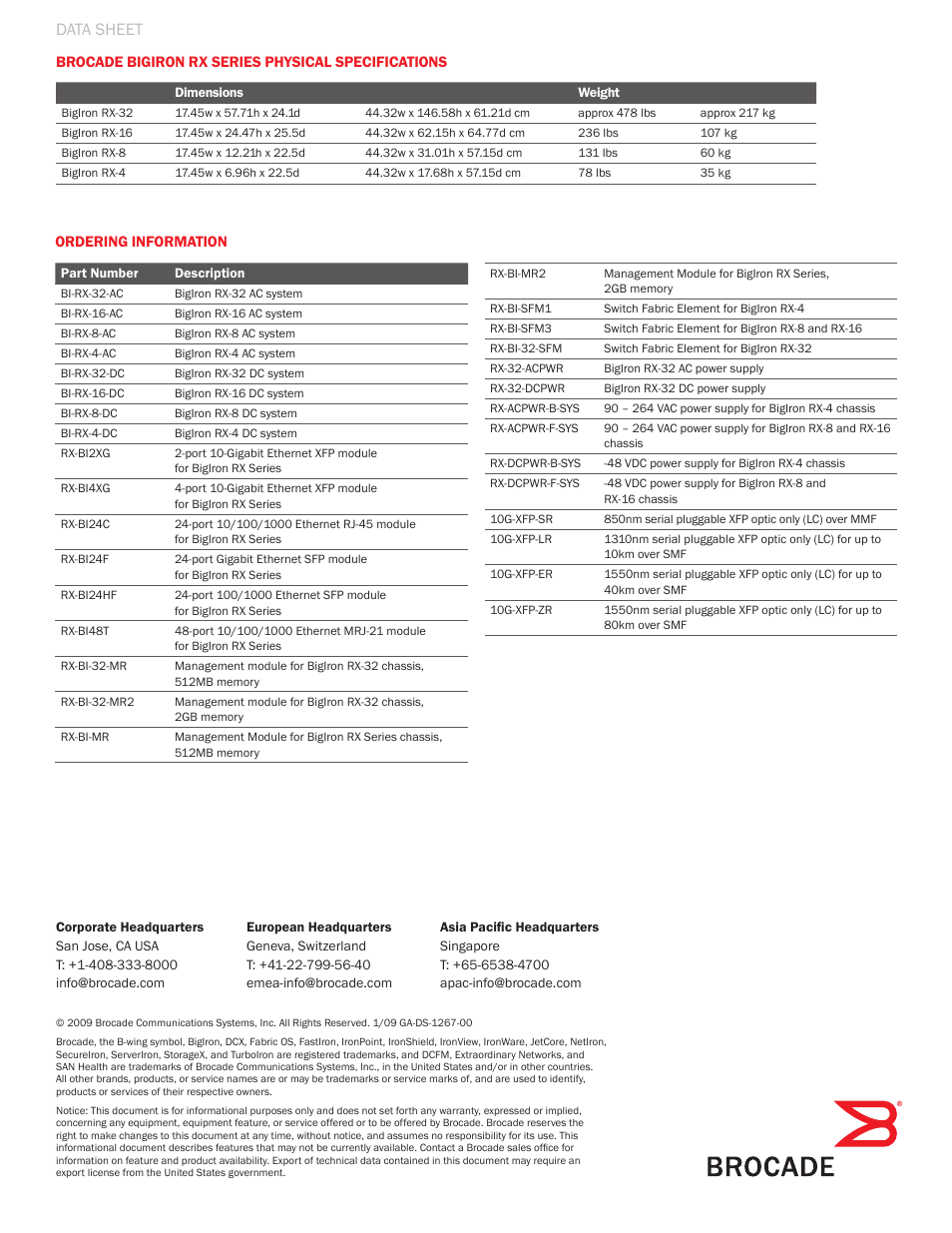 Data sheet | Brocade Communications Systems Bigiron RX Series User Manual | Page 8 / 8