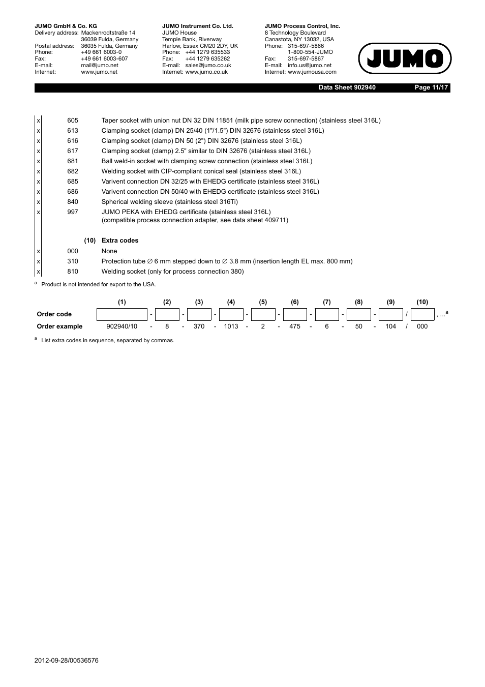 JUMO 902940 DELOS T Electronic Temperature Switch with Display and Analog Output Data Sheet User Manual | Page 11 / 17