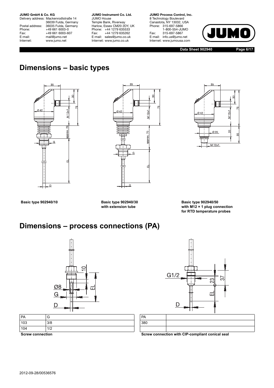 JUMO 902940 DELOS T Electronic Temperature Switch with Display and Analog Output Data Sheet User Manual | Page 6 / 17