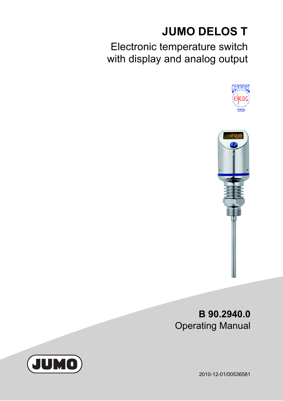 JUMO 902940 DELOS T Electronic Temperature Switch with Display and Analog Output Operating Manual User Manual | 76 pages