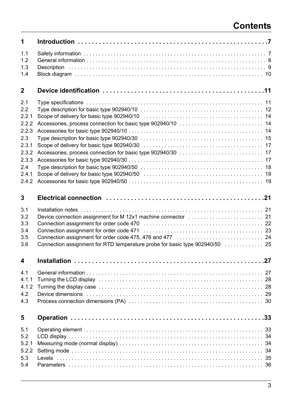 JUMO 902940 DELOS T Electronic Temperature Switch with Display and Analog Output Operating Manual User Manual | Page 3 / 76