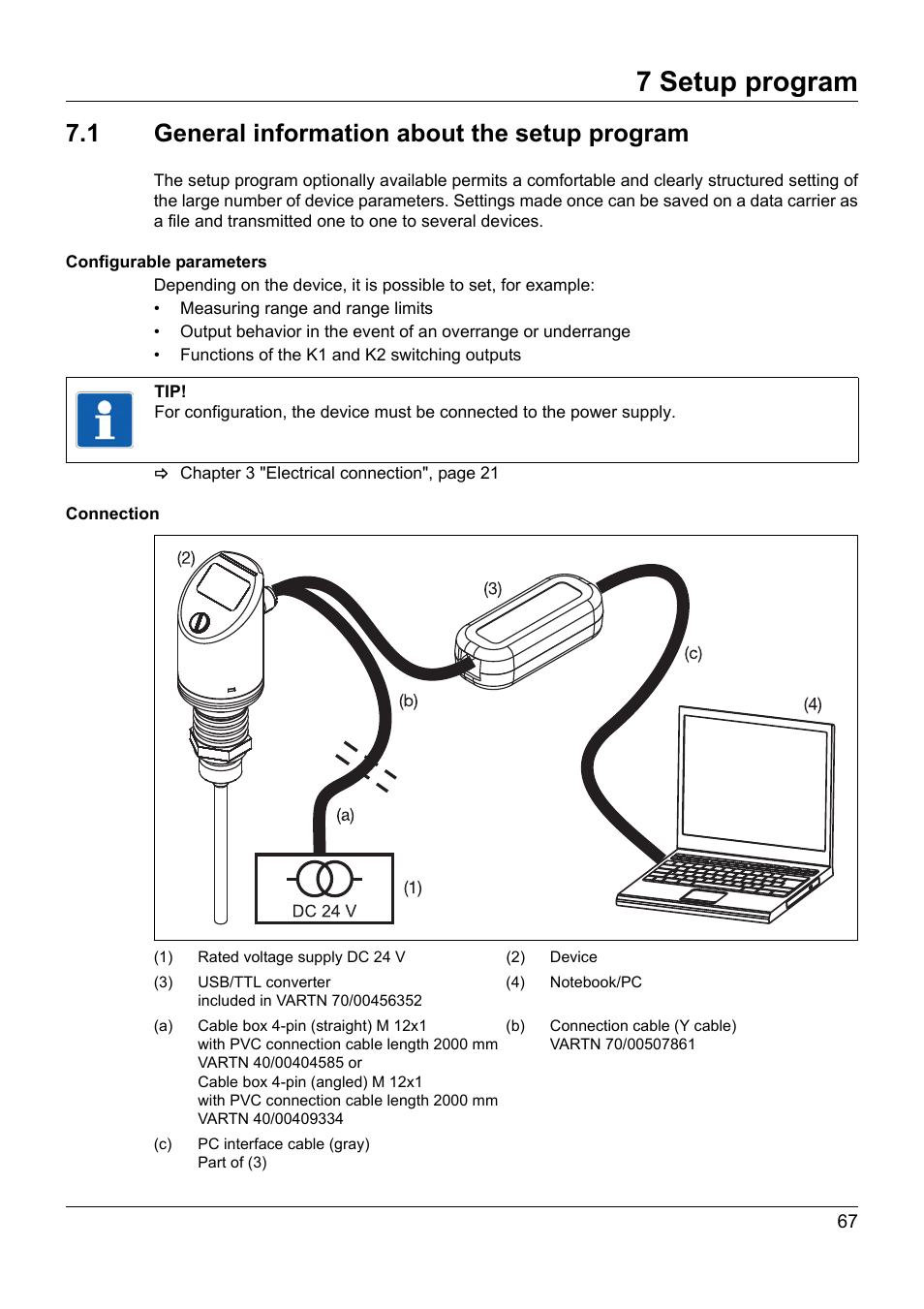 7 setup program, 1 general information about the setup program, Setup program | General information about the setup program | JUMO 902940 DELOS T Electronic Temperature Switch with Display and Analog Output Operating Manual User Manual | Page 67 / 76