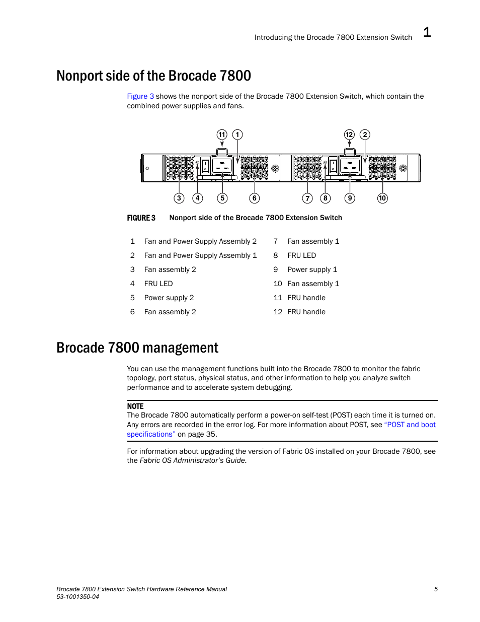 Nonport side of the brocade 7800, Brocade 7800 management | Brocade Communications Systems Extension Switch 7800 User Manual | Page 17 / 56