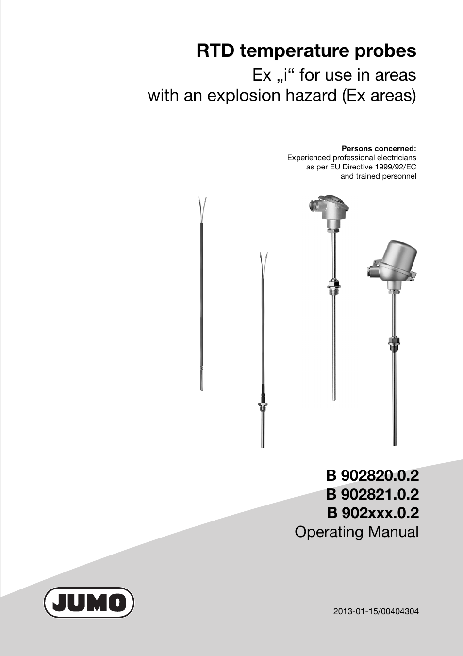 JUMO 902820 PROCESStemp RTD Temperature Probe for Process Technology (Also with ATEX Approval) Ex i Operating Manual User Manual | 12 pages