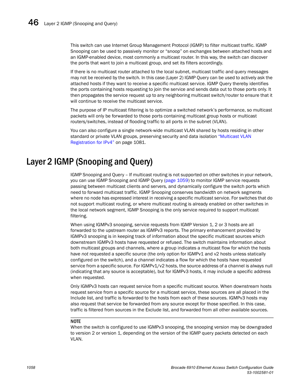 Layer 2 igmp (snooping and query), Igmp | Brocade Communications Systems Brocate Ethernet Access Switch 6910 User Manual | Page 1108 / 1200