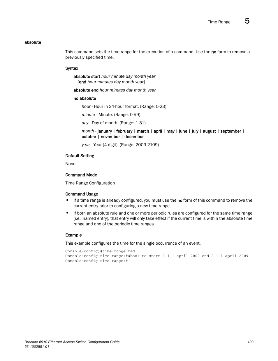 Absolute | Brocade Communications Systems Brocate Ethernet Access Switch 6910 User Manual | Page 153 / 1200