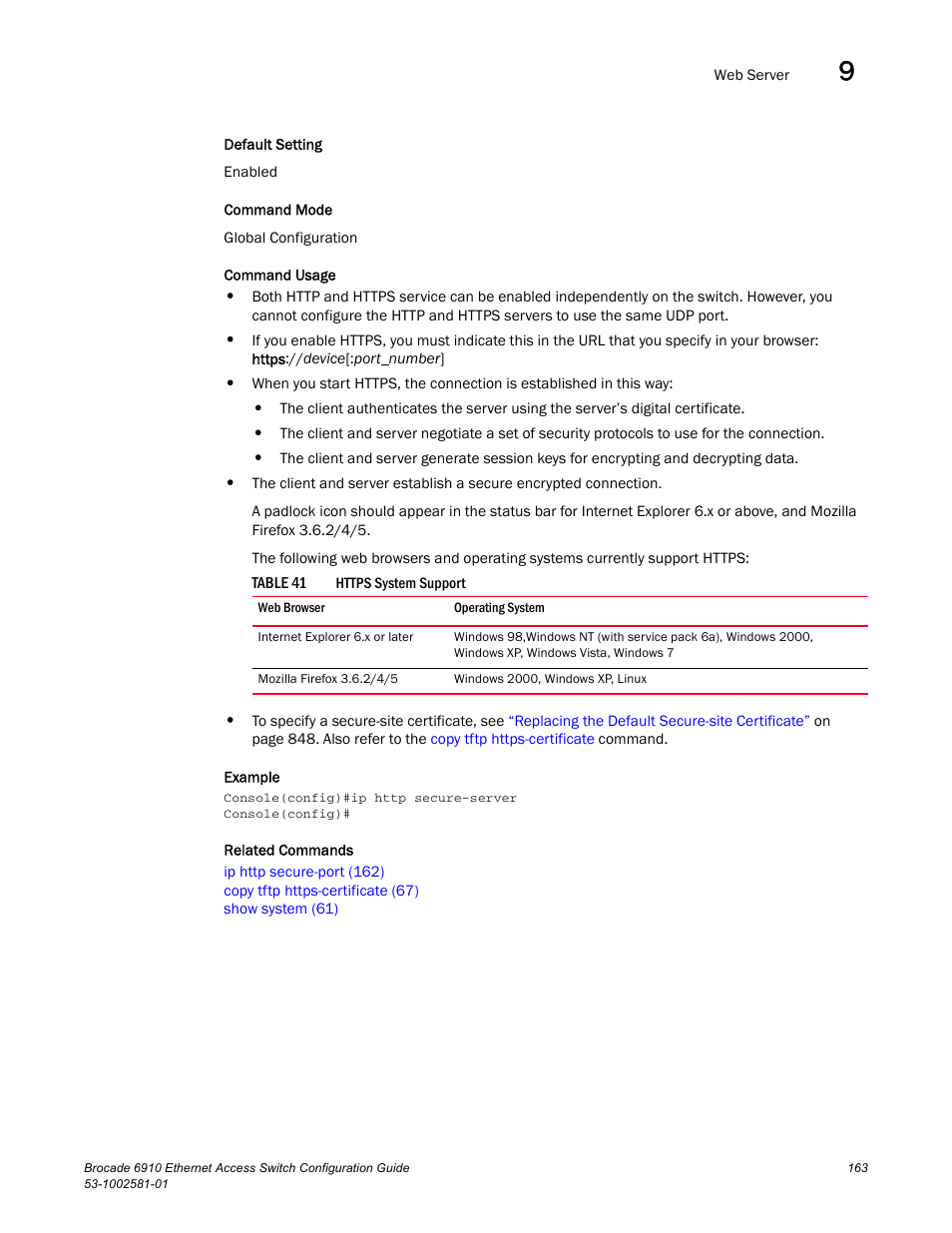 Table 41 | Brocade Communications Systems Brocate Ethernet Access Switch 6910 User Manual | Page 213 / 1200