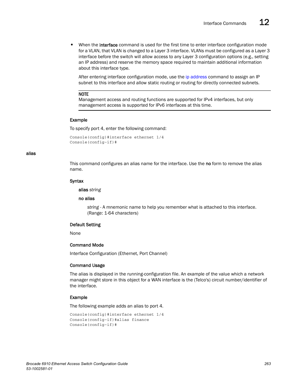 Alias | Brocade Communications Systems Brocate Ethernet Access Switch 6910 User Manual | Page 313 / 1200