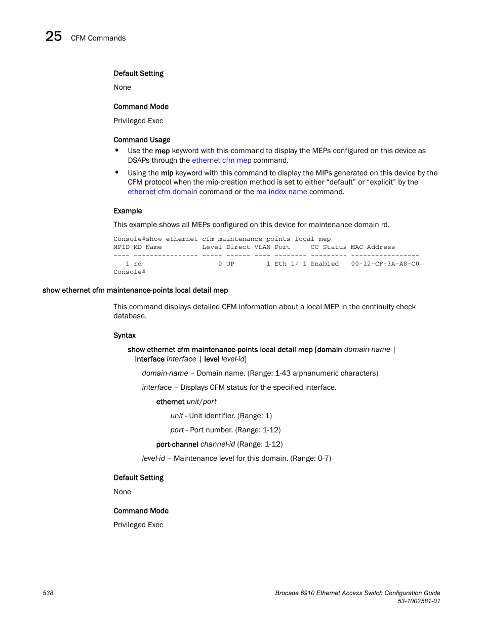 Brocade Communications Systems Brocate Ethernet Access Switch 6910 User Manual | Page 588 / 1200