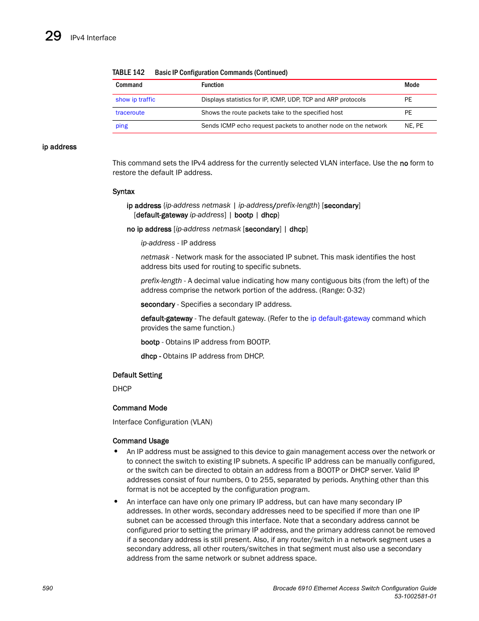 Ip address | Brocade Communications Systems Brocate Ethernet Access Switch 6910 User Manual | Page 640 / 1200