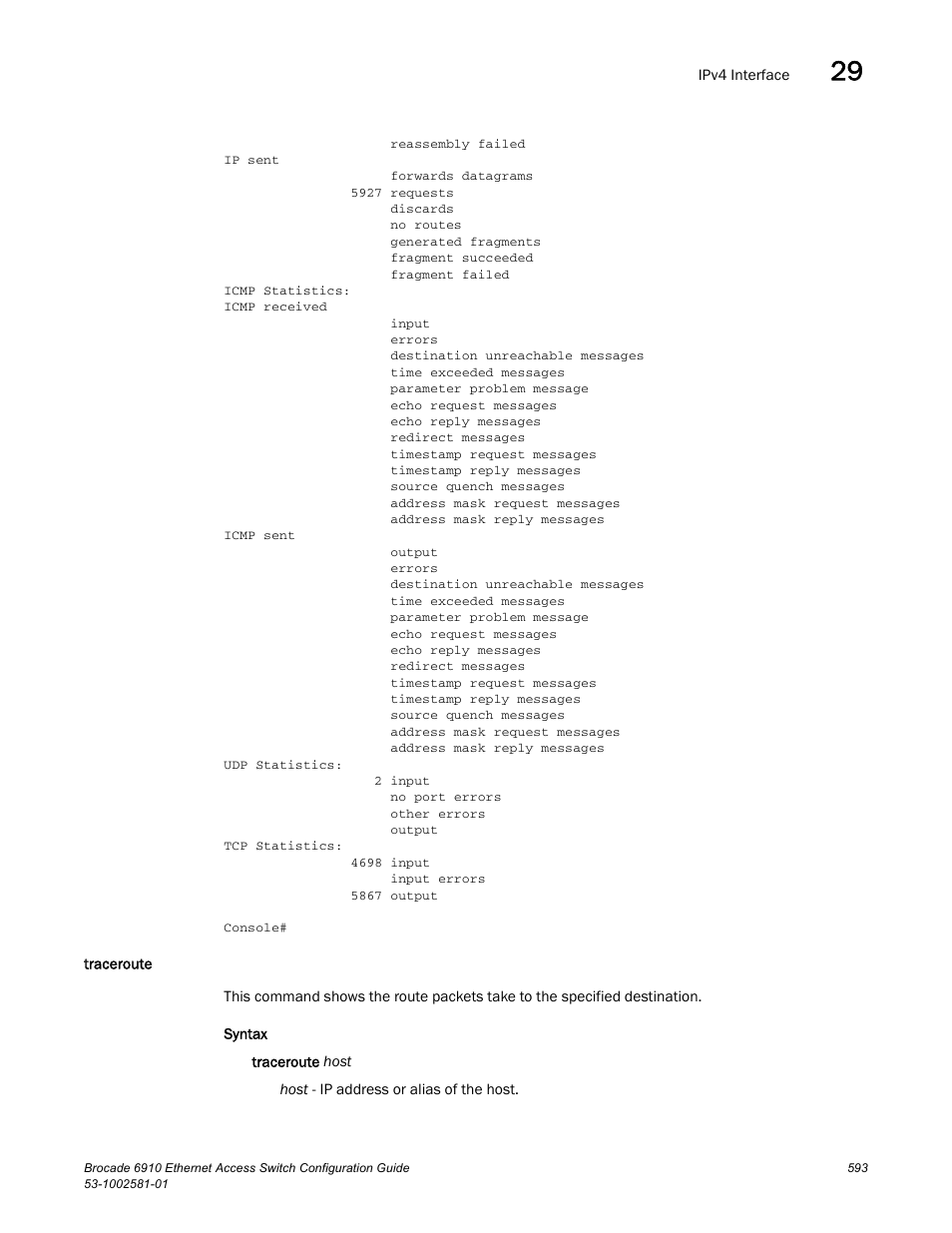 Traceroute | Brocade Communications Systems Brocate Ethernet Access Switch 6910 User Manual | Page 643 / 1200