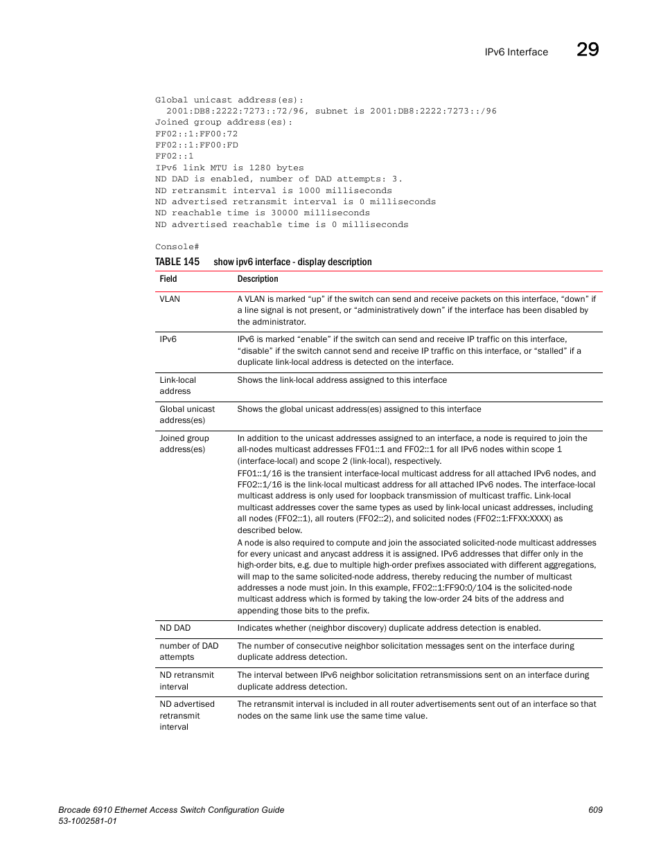 Table 145 | Brocade Communications Systems Brocate Ethernet Access Switch 6910 User Manual | Page 659 / 1200