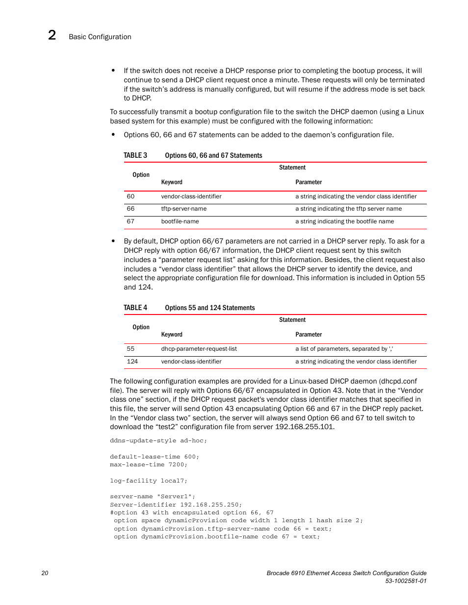 Table 3, Table 4 | Brocade Communications Systems Brocate Ethernet Access Switch 6910 User Manual | Page 70 / 1200