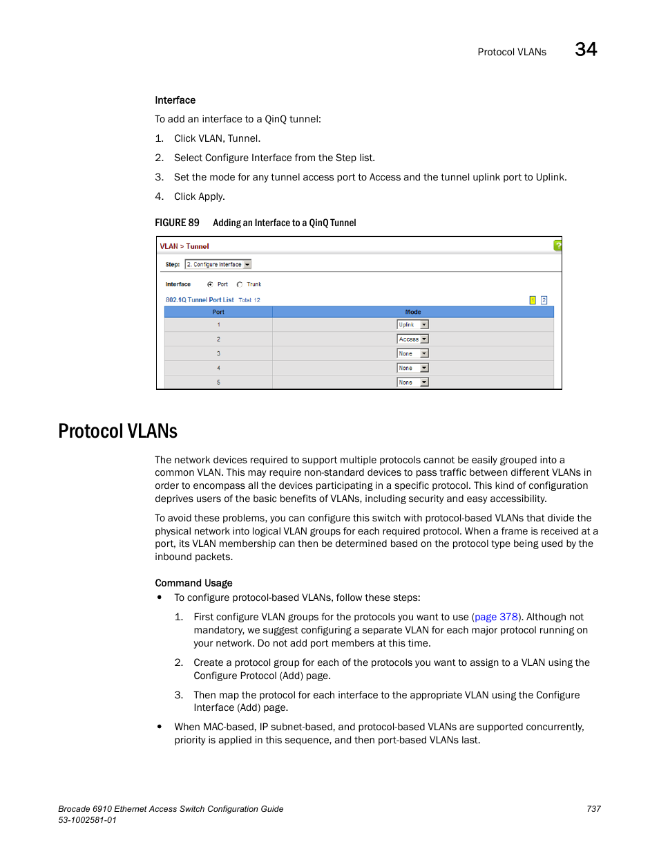 Protocol vlans, Figure 89 | Brocade Communications Systems Brocate Ethernet Access Switch 6910 User Manual | Page 787 / 1200