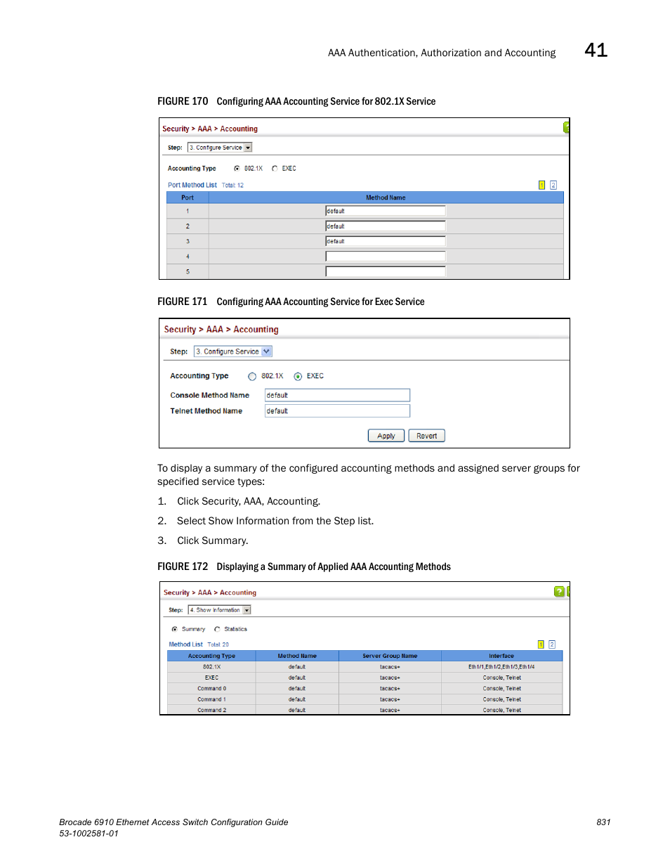 Figure 170 co, Figure 171 confi, Figure 172 dis | Brocade Communications Systems Brocate Ethernet Access Switch 6910 User Manual | Page 881 / 1200