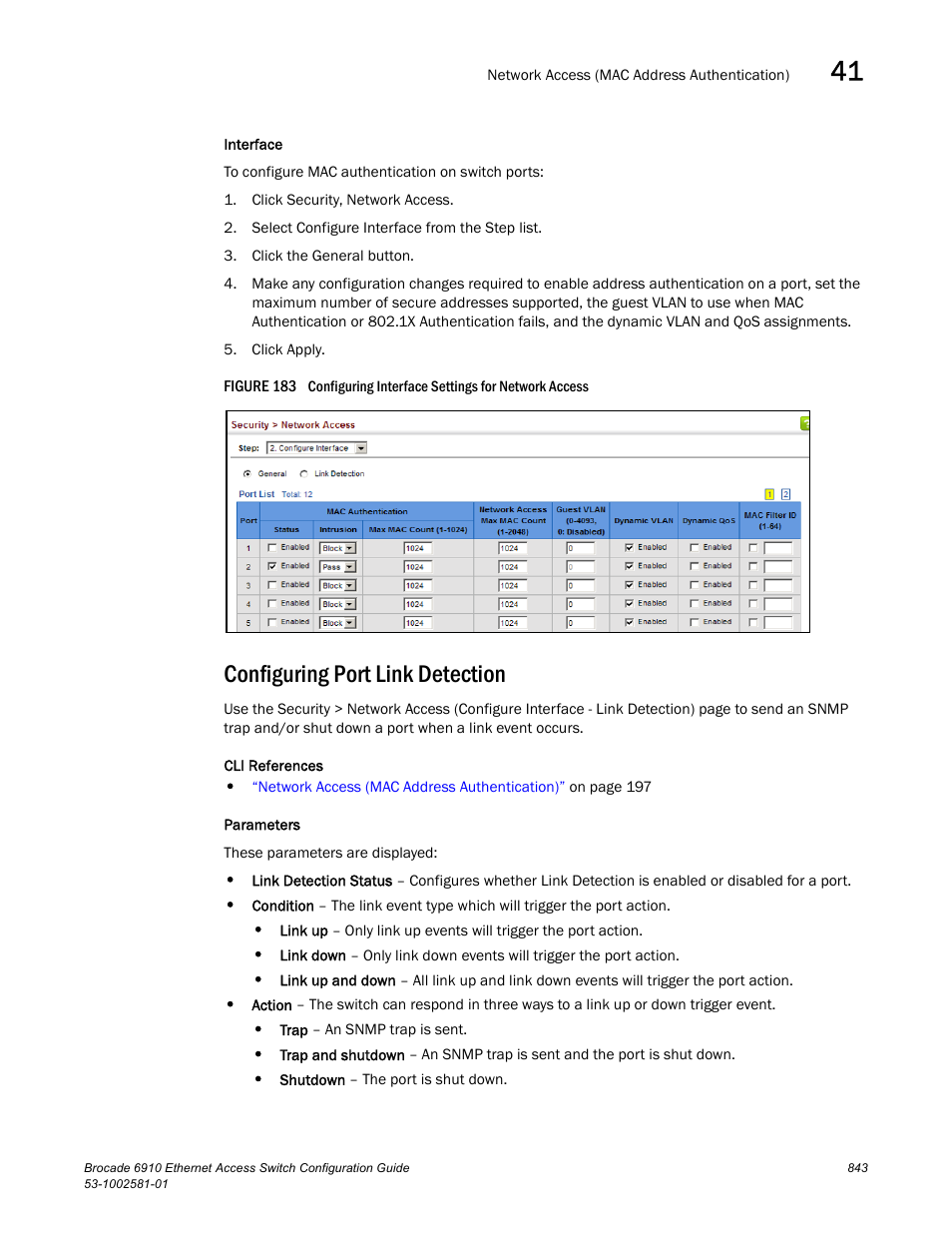 Configuring port link detection, Figure 183 c | Brocade Communications Systems Brocate Ethernet Access Switch 6910 User Manual | Page 893 / 1200