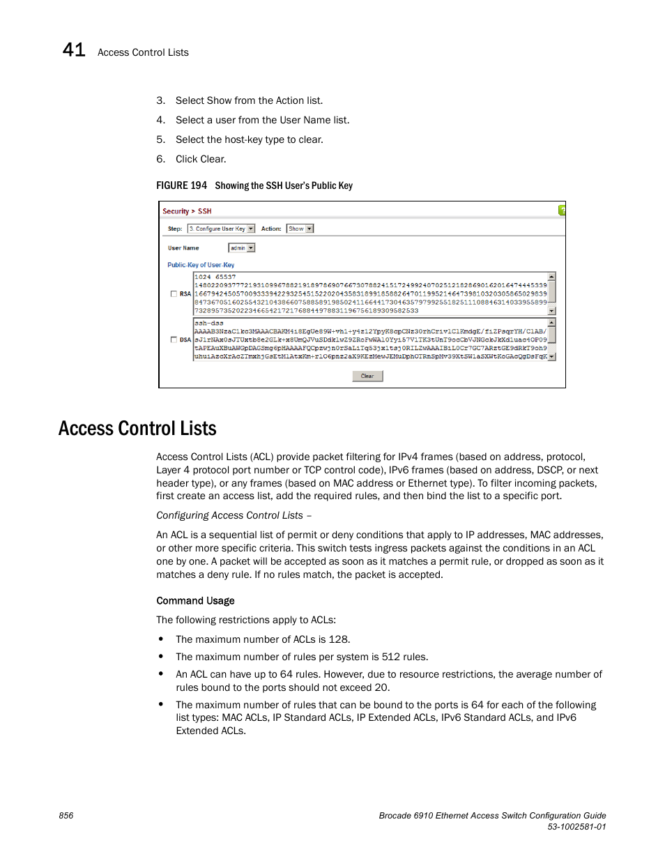 Access control lists, Figure 194 s | Brocade Communications Systems Brocate Ethernet Access Switch 6910 User Manual | Page 906 / 1200