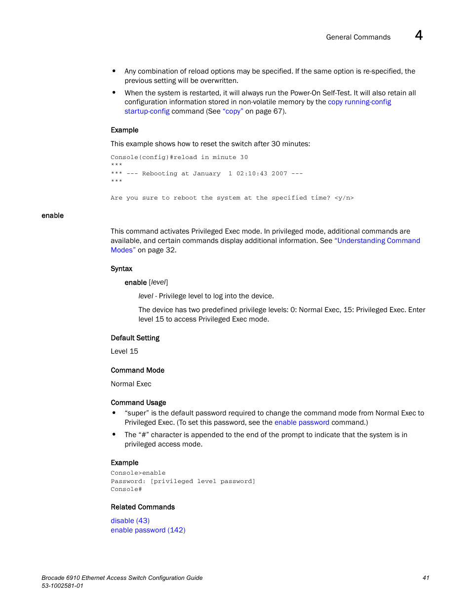 Enable | Brocade Communications Systems Brocate Ethernet Access Switch 6910 User Manual | Page 91 / 1200