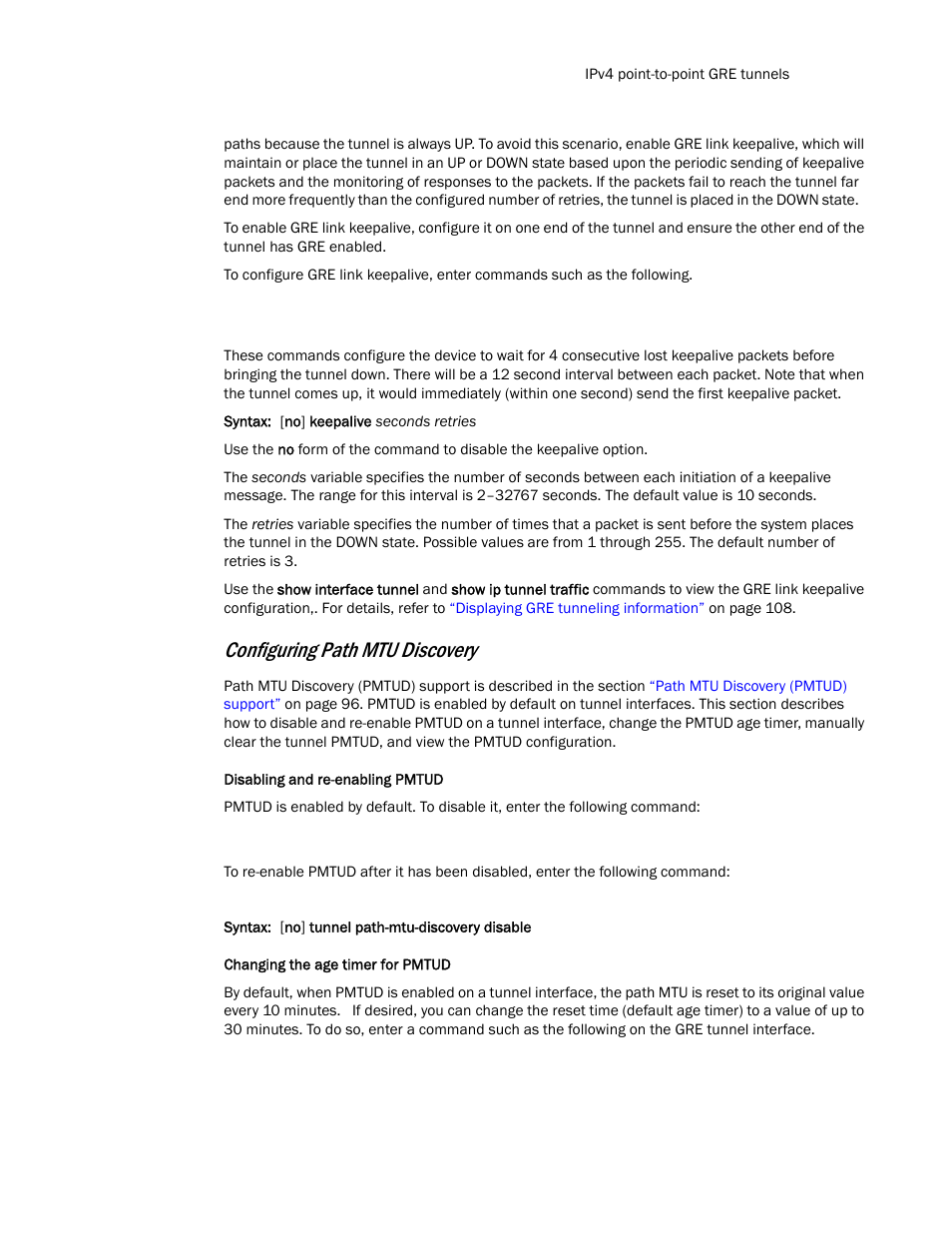 Configuring path mtu discovery | Brocade Communications Systems Layer 3 Routing Configuration ICX 6650 User Manual | Page 123 / 494