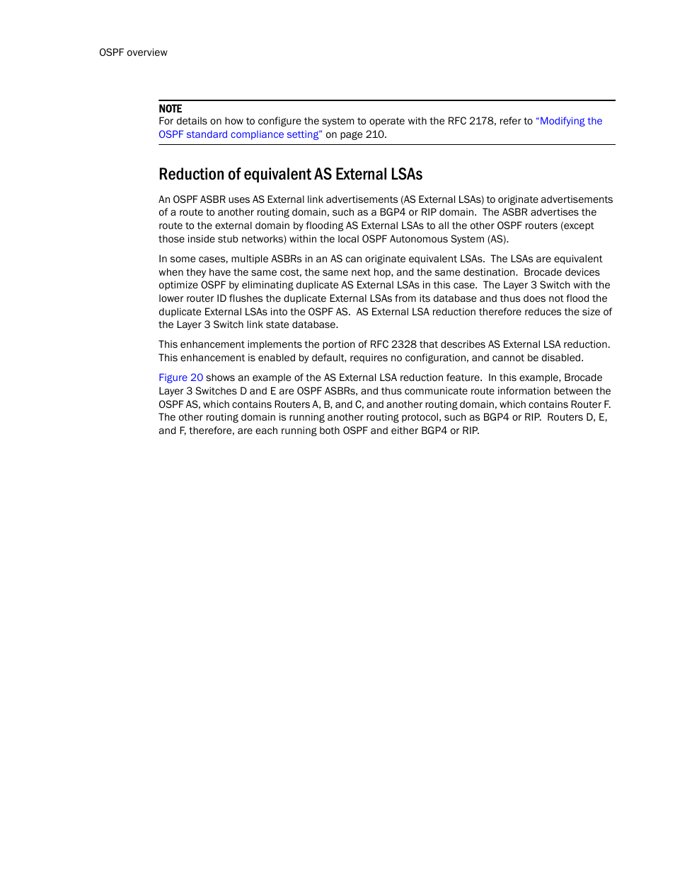 Reduction of equivalent as external lsas | Brocade Communications Systems Layer 3 Routing Configuration ICX 6650 User Manual | Page 190 / 494