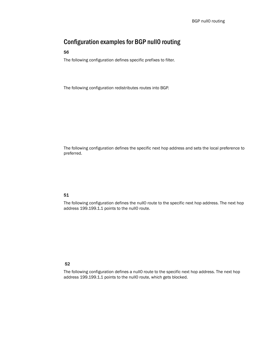 Configuration examples for bgp null0 routing | Brocade Communications Systems Layer 3 Routing Configuration ICX 6650 User Manual | Page 345 / 494