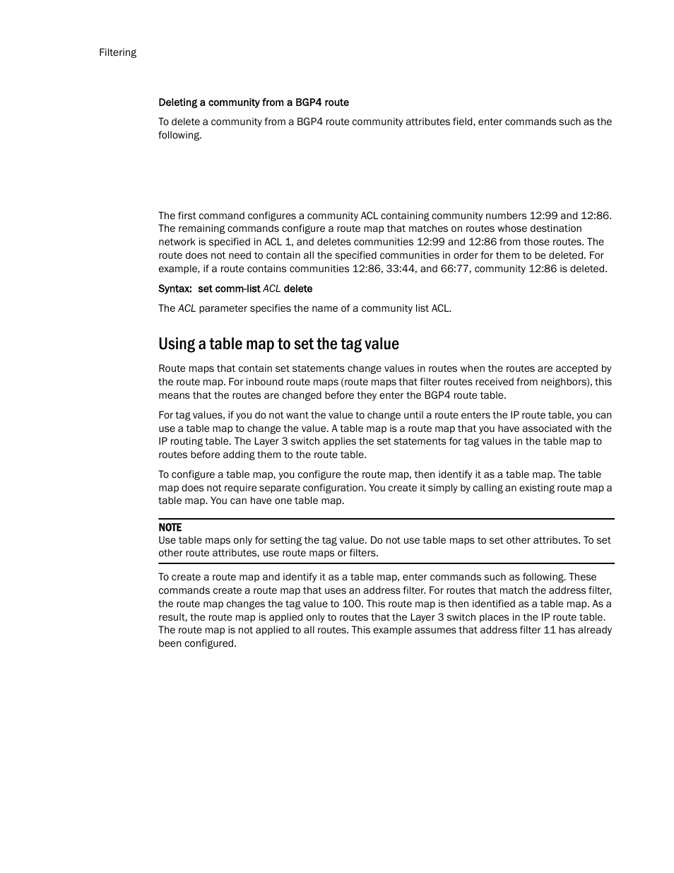 Using a table map to set the tag value | Brocade Communications Systems Layer 3 Routing Configuration ICX 6650 User Manual | Page 368 / 494