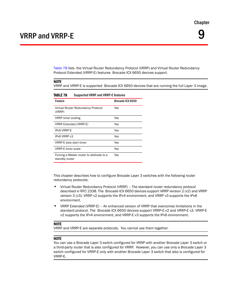 Vrrp and vrrp-e, Chapter 9, Chapter 9, “vrrp and | Vrrp-e, Chapter 9, “vrrp and vrrp-e, Chapter | Brocade Communications Systems Layer 3 Routing Configuration ICX 6650 User Manual | Page 429 / 494