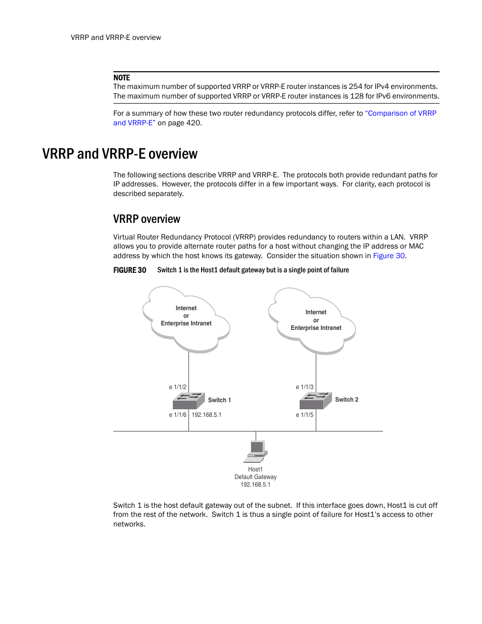 Vrrp and vrrp-e overview, Vrrp overview | Brocade Communications Systems Layer 3 Routing Configuration ICX 6650 User Manual | Page 430 / 494