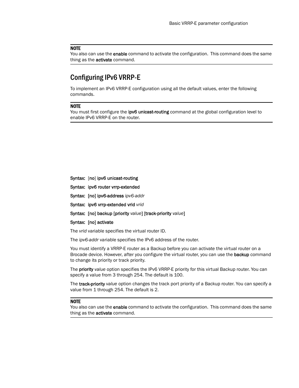 Configuring ipv6 vrrp-e | Brocade Communications Systems Layer 3 Routing Configuration ICX 6650 User Manual | Page 449 / 494