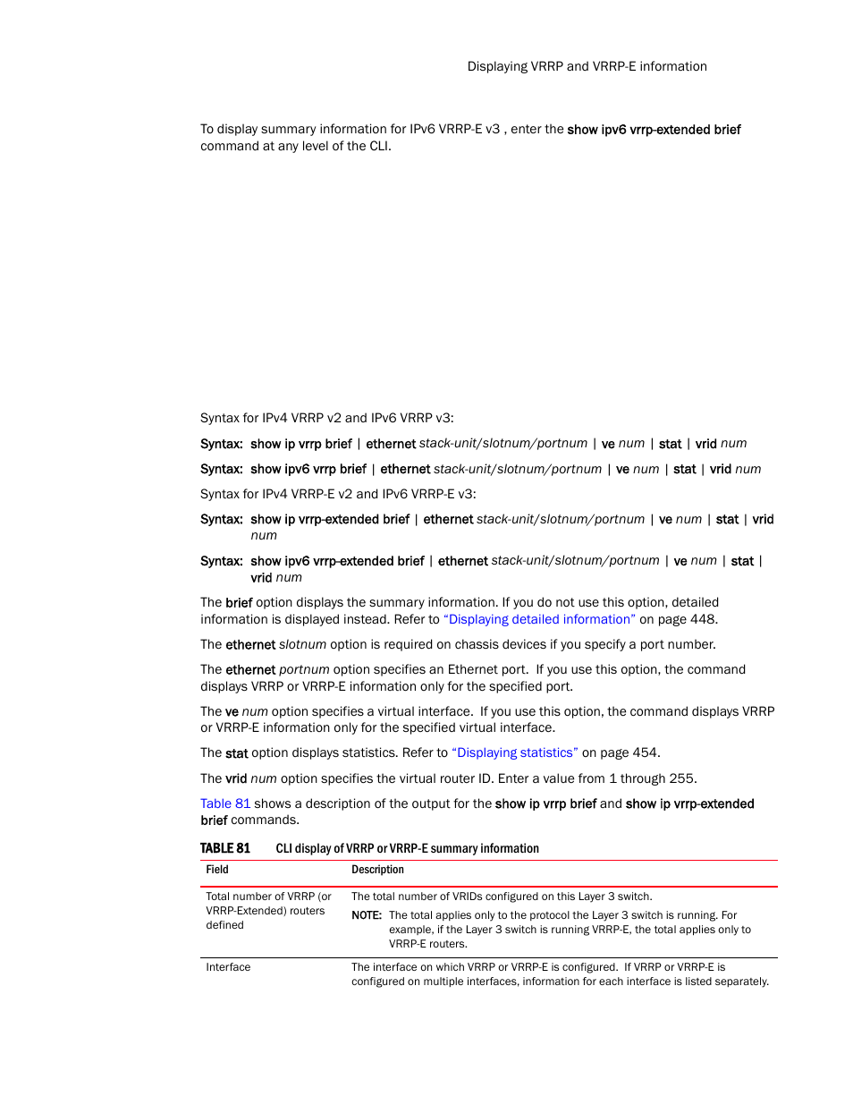 Brocade Communications Systems Layer 3 Routing Configuration ICX 6650 User Manual | Page 465 / 494