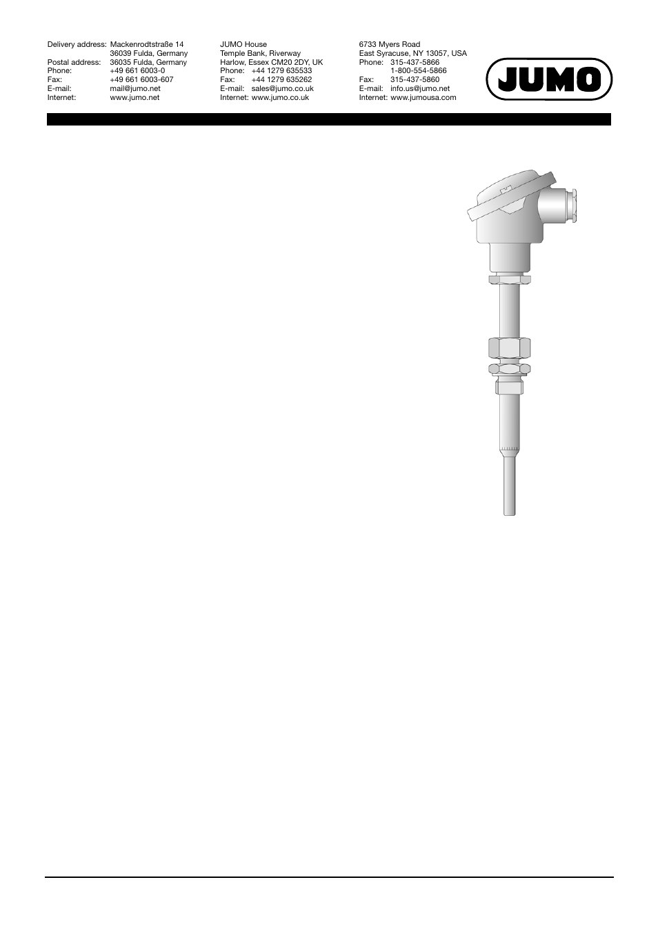 JUMO 902006 RTD Temperature Probe for Devices and Plants Tested According to DIN EN 14597 Data Sheet User Manual | 12 pages