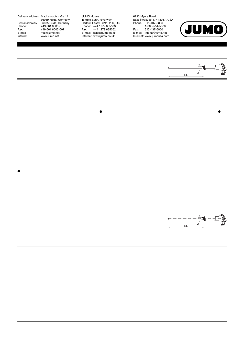 JUMO 902006 RTD Temperature Probe for Devices and Plants Tested According to DIN EN 14597 Data Sheet User Manual | Page 4 / 12
