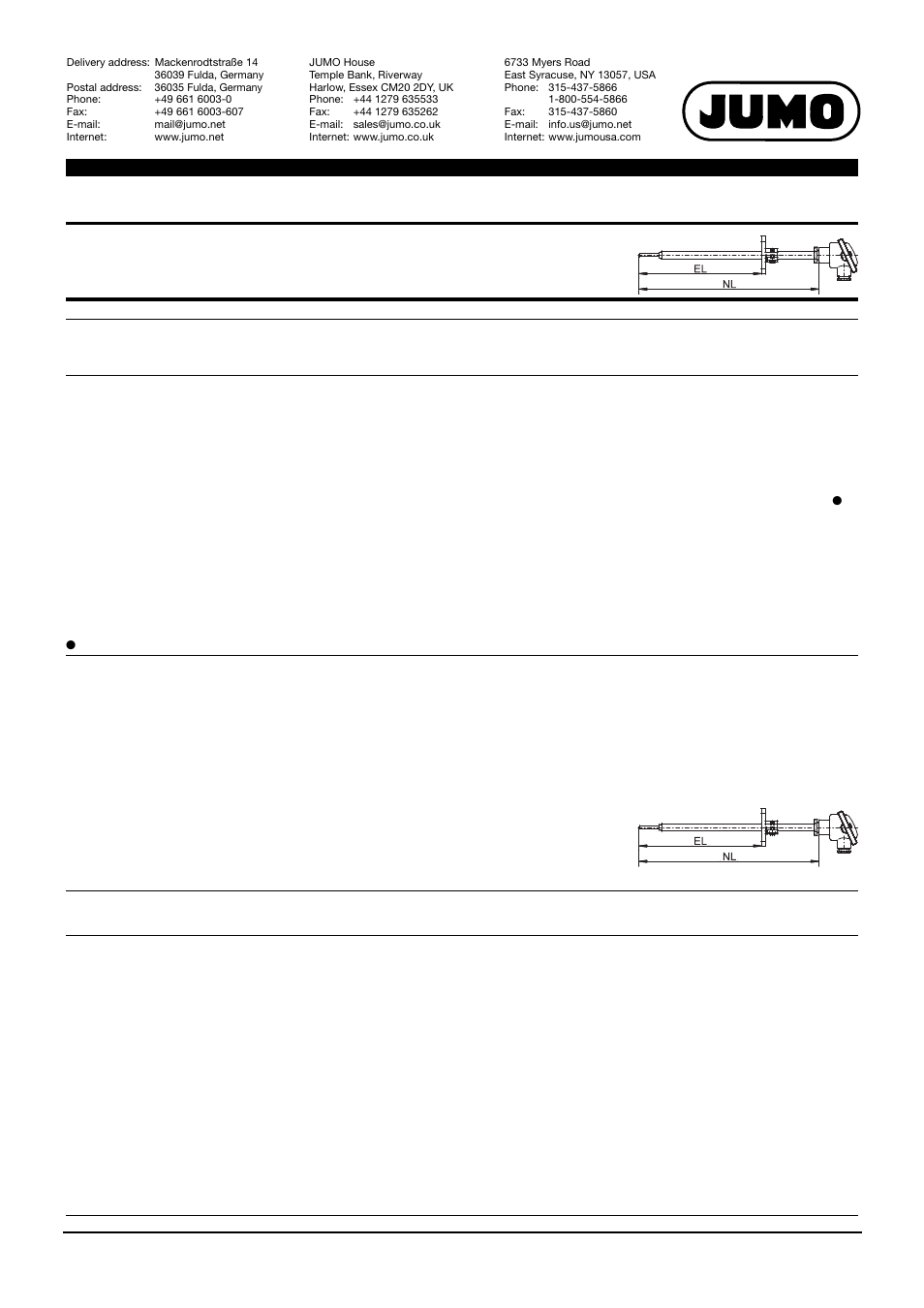 JUMO 902006 RTD Temperature Probe for Devices and Plants Tested According to DIN EN 14597 Data Sheet User Manual | Page 7 / 12