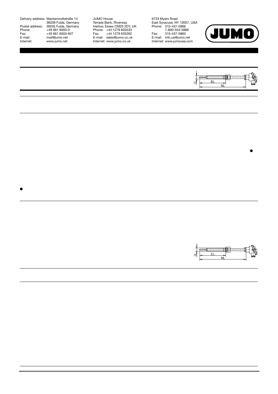 JUMO 902006 RTD Temperature Probe for Devices and Plants Tested According to DIN EN 14597 Data Sheet User Manual | Page 8 / 12
