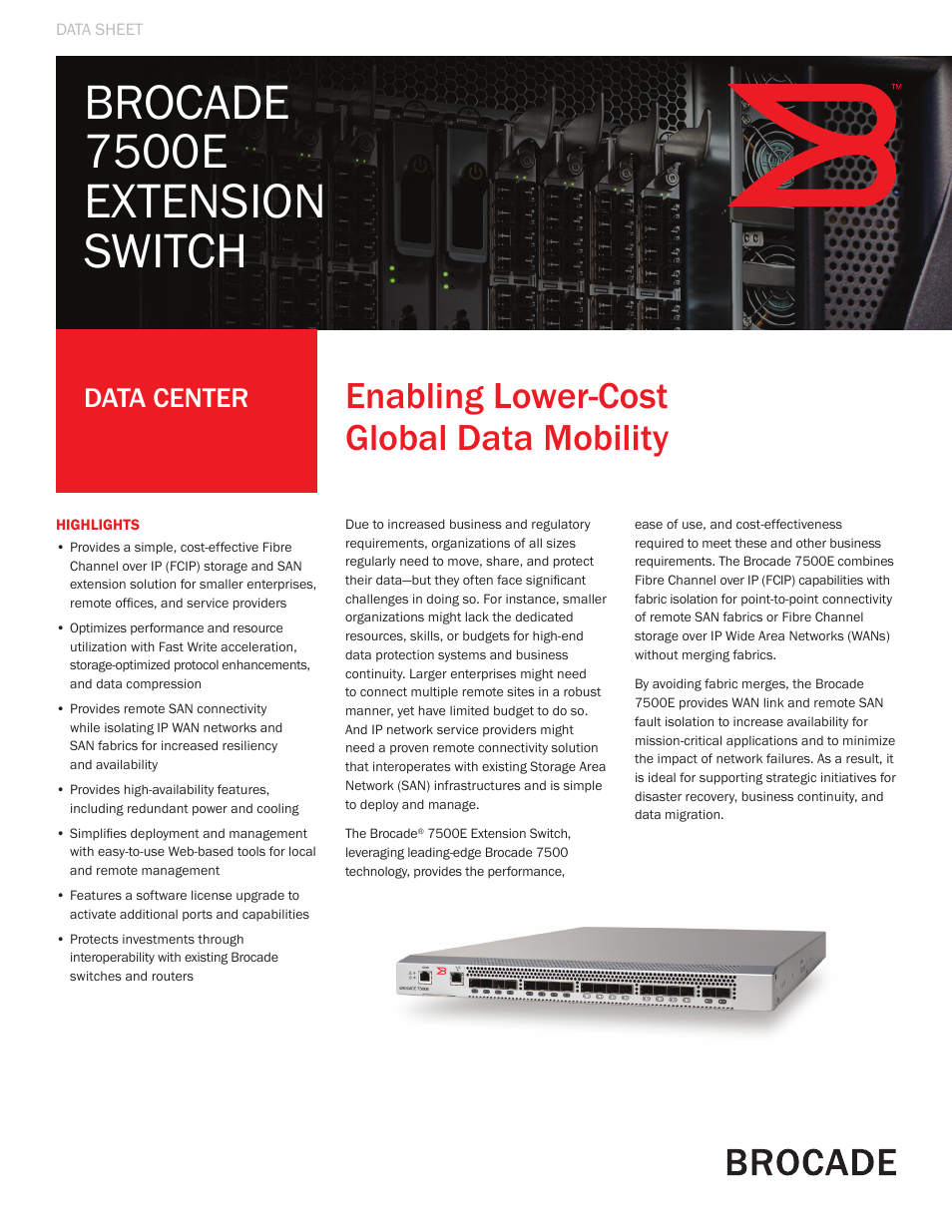 Brocade Communications Systems 7500E User Manual | 4 pages
