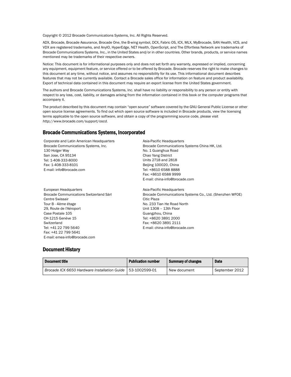Brocade Communications Systems Brocade ICX 6650 53-1002599-01 User Manual | Page 2 / 86