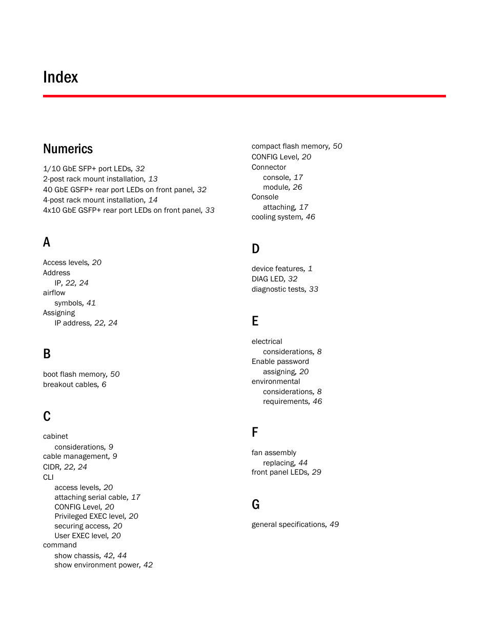 Index, Numerics | Brocade Communications Systems Brocade ICX 6650 53-1002599-01 User Manual | Page 83 / 86