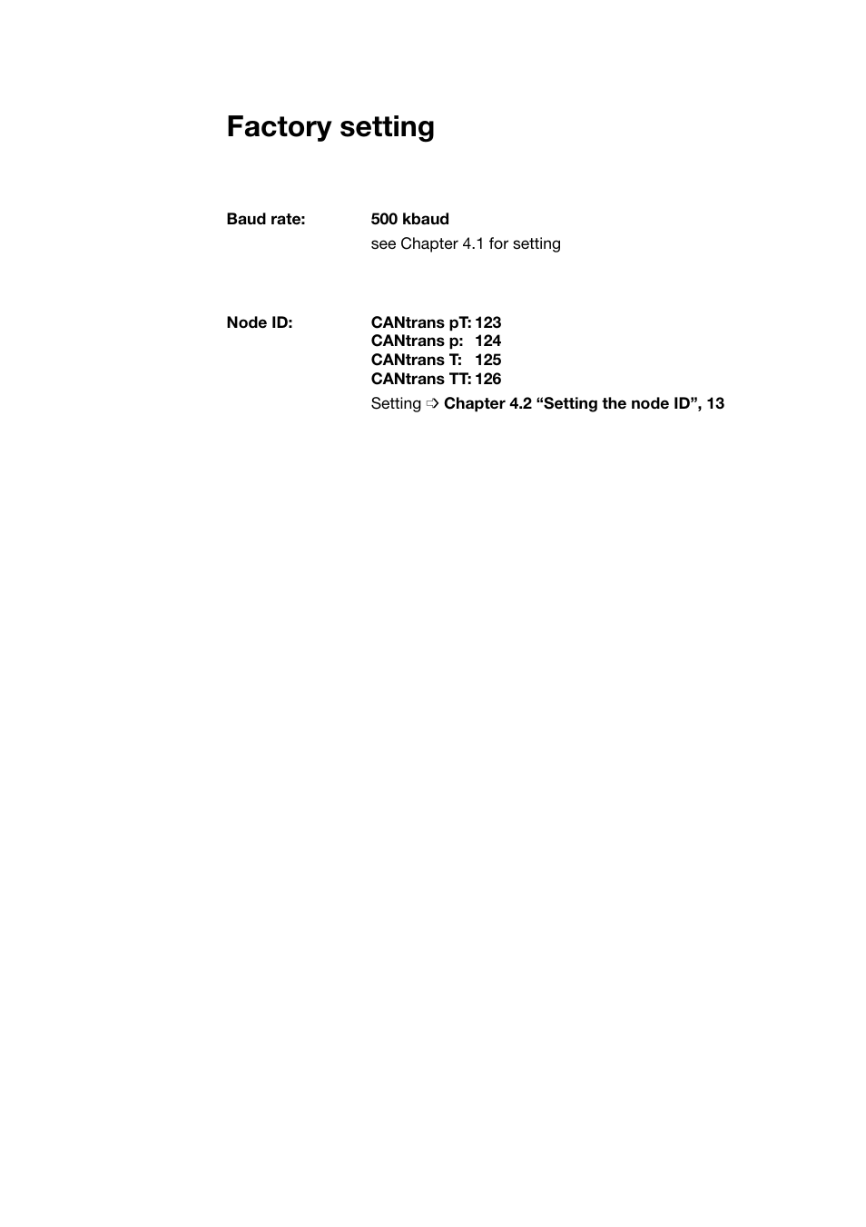 Factory setting | JUMO 902910 CANtrans T RTD Temperature Probe with CANopen Output Operating Instructions User Manual | Page 2 / 36