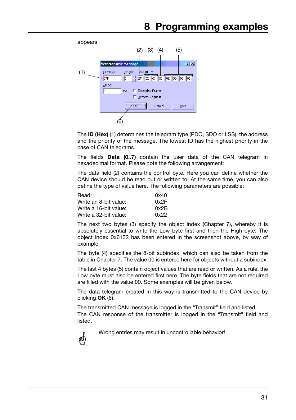 8 programming examples | JUMO 902910 CANtrans T RTD Temperature Probe with CANopen Output Operating Instructions User Manual | Page 31 / 36