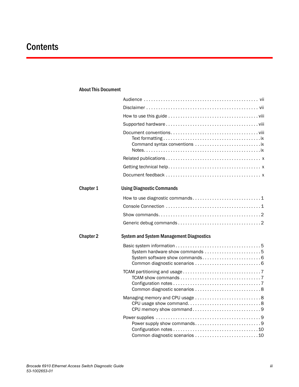 Brocade 6910 Ethernet Access Switch Diagnostic Guide (Supporting R2.2.0.0) User Manual | Page 3 / 88