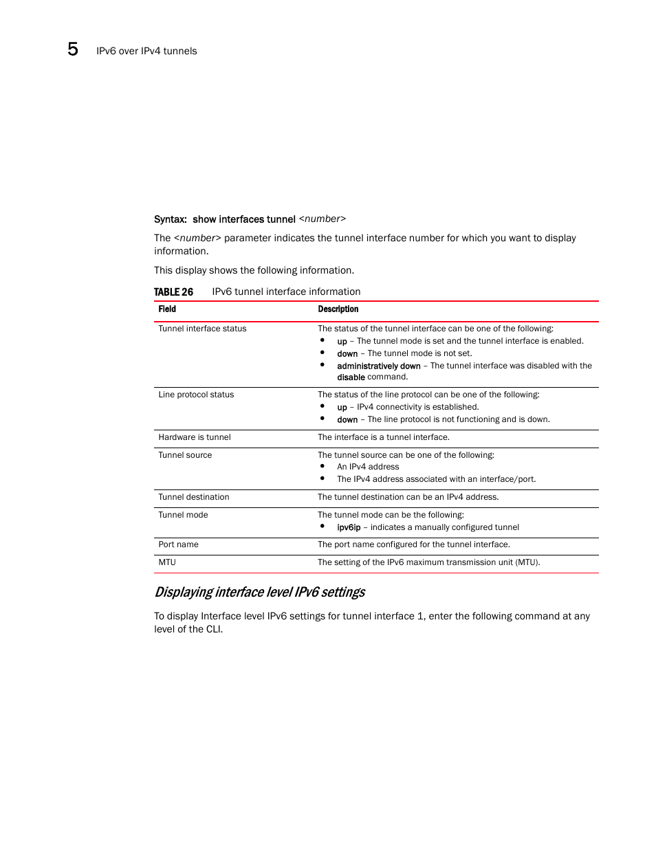 Displaying interface level ipv6 settings | Brocade Communications Systems Brocade ICX 6650 User Manual | Page 142 / 330