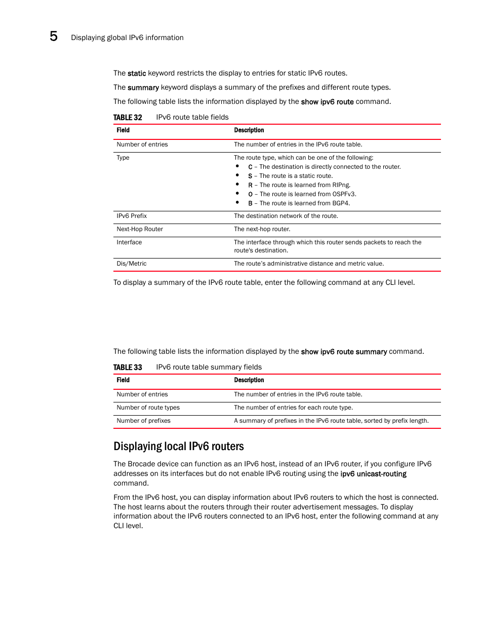 Displaying local ipv6 routers | Brocade Communications Systems Brocade ICX 6650 User Manual | Page 164 / 330