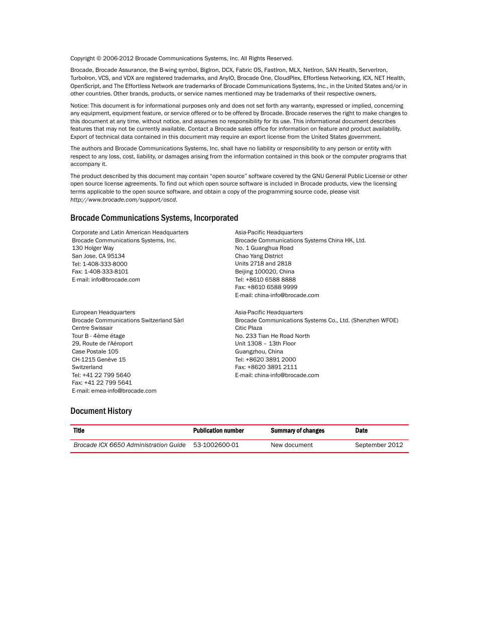 Brocade Communications Systems Brocade ICX 6650 User Manual | Page 2 / 330