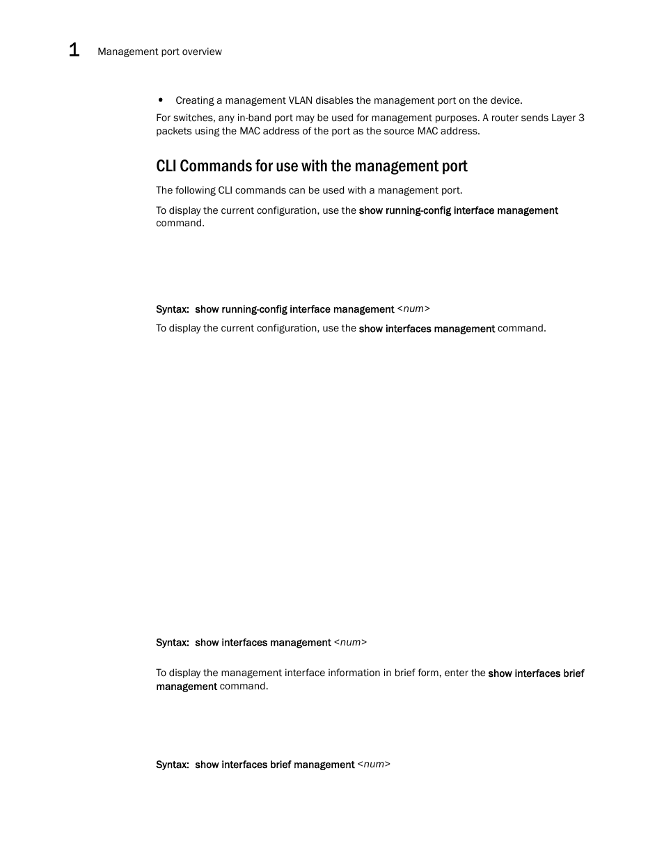 Cli commands for use with the management port | Brocade Communications Systems Brocade ICX 6650 User Manual | Page 20 / 330
