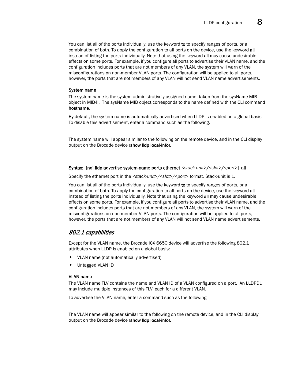 1 capabilities | Brocade Communications Systems Brocade ICX 6650 User Manual | Page 221 / 330