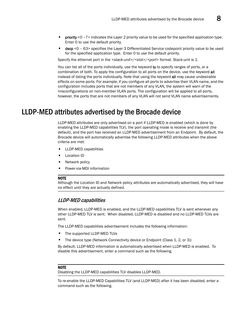 Lldp-med capabilities | Brocade Communications Systems Brocade ICX 6650 User Manual | Page 235 / 330