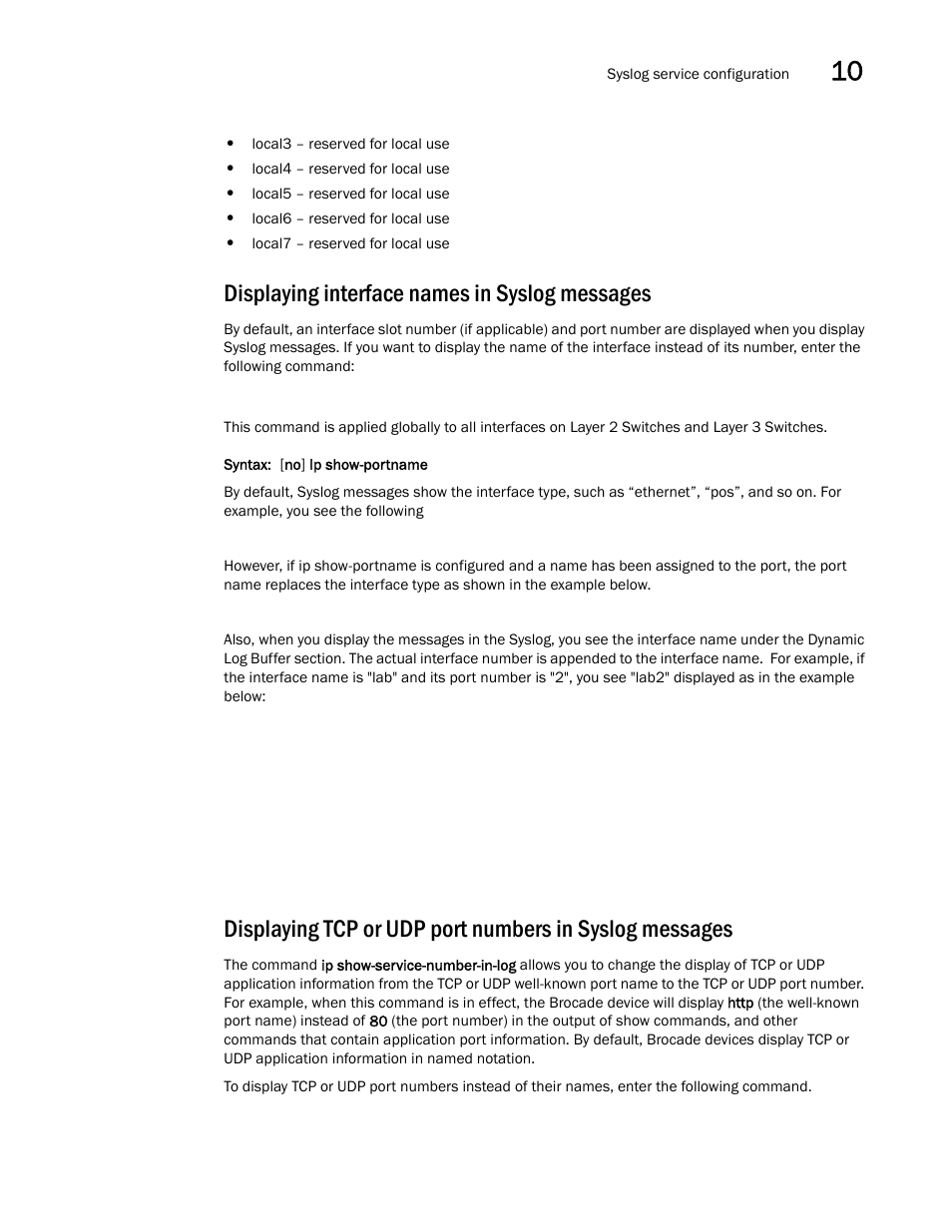 Displaying interface names in syslog messages | Brocade Communications Systems Brocade ICX 6650 User Manual | Page 259 / 330