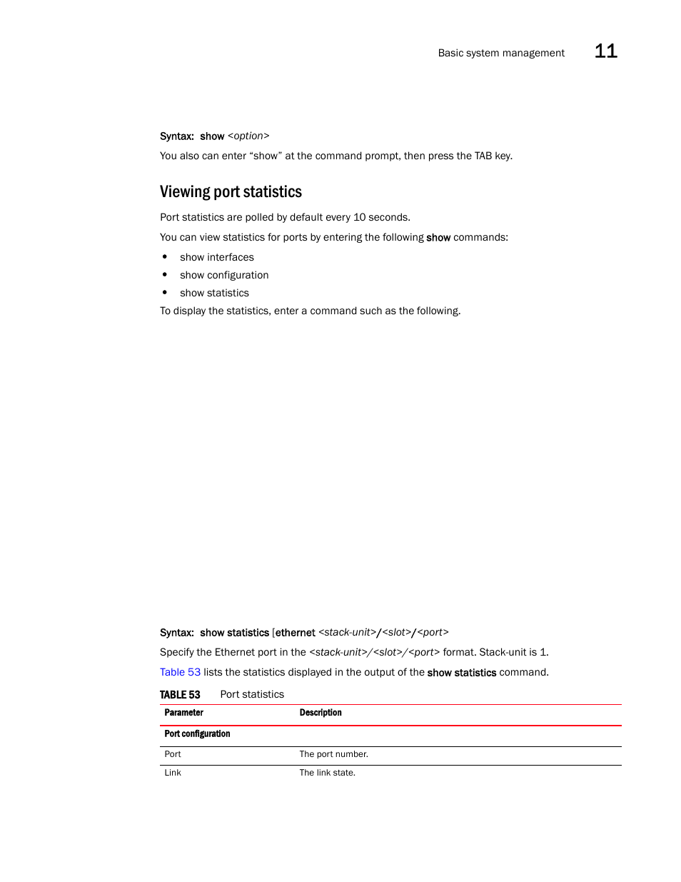 Viewing port statistics | Brocade Communications Systems Brocade ICX 6650 User Manual | Page 263 / 330